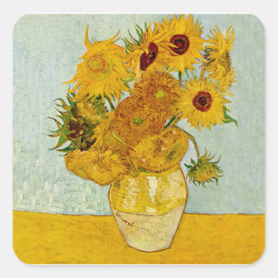 Adesivo Quadrado Vincent Van Gogh 12 Girassóis Impressionista