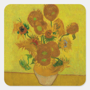 Adesivo Quadrado Vincent Van Gogh 15 Sunflower Painting