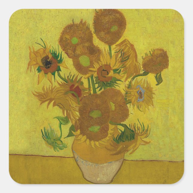 Adesivo Quadrado Vincent Van Gogh 15 Sunflower Painting (Frente)