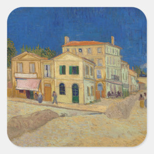 Adesivo Quadrado Vincent van Gogh - A Casa Amarela / A Rua