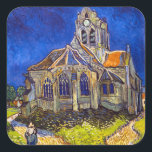 Adesivo Quadrado Vincent van Gogh - A Igreja em Auvers<br><div class="desc">Igreja de Auvers / l'Eglise à Auvers-sur-oise de Vincent Van Gogh em 1890</div>