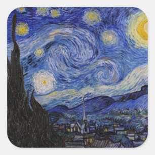 Adesivo Quadrado Vincent Van Gogh - A noite de Starry