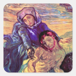 Adesivo Quadrado Vincent Van Gogh - A Pietà - Jesus e Virgem Maria