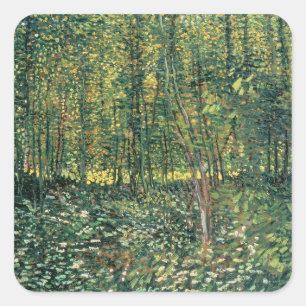 Adesivo Quadrado Vincent van Gogh Árvores e Subcrescimento, 1887
