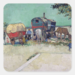 Adesivo Quadrado Vincent van Gogh   as caravana, acampamento