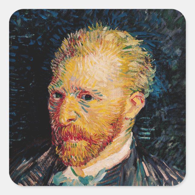Adesivo Quadrado Vincent van Gogh | Autorretrato, 1887 (Frente)