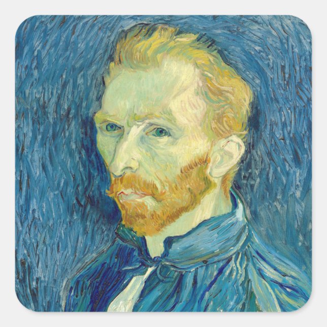 Adesivo Quadrado Vincent Van Gogh autorretrato 1889 (Frente)