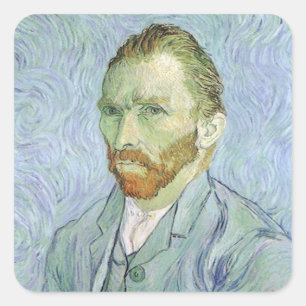 Adesivo Quadrado Vincent van Gogh - autorretrato de Van Gogh em azu