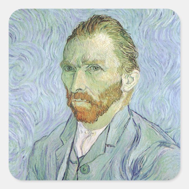 Adesivo Quadrado Vincent van Gogh - autorretrato de Van Gogh em azu (Frente)