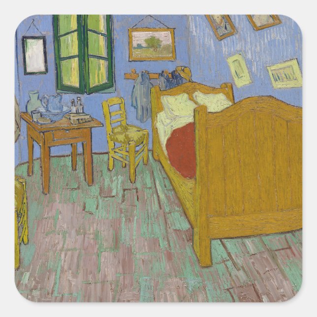 Adesivo Quadrado Vincent Van Gogh Bedroom Painting (Frente)