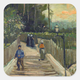 Adesivo Quadrado Vincent van Gogh - Caminho Íngreme em Montmartre