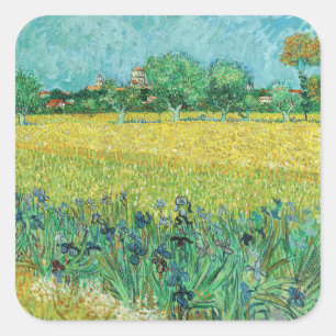 Adesivo Quadrado Vincent van Gogh - Campo com irlandeses perto de A