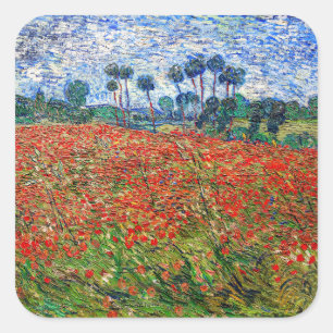 Adesivo Quadrado Vincent van Gogh - Campo de Papoulas