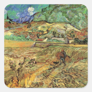 Adesivo Quadrado Vincent van Gogh - Campo de trigo fechado com camp