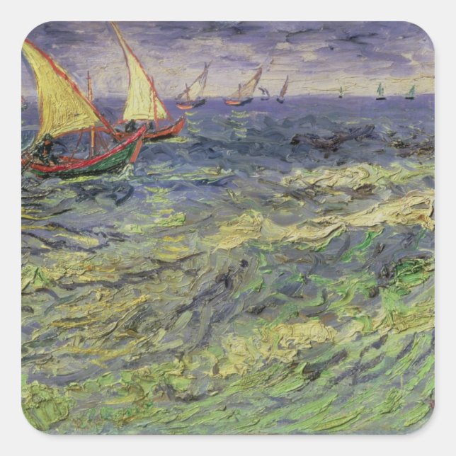 Adesivo Quadrado Vincent van Gogh | Capas de mar em Saintes-Maries (Frente)