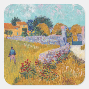 Adesivo Quadrado Vincent van Gogh - Casa de Fazenda em Provença
