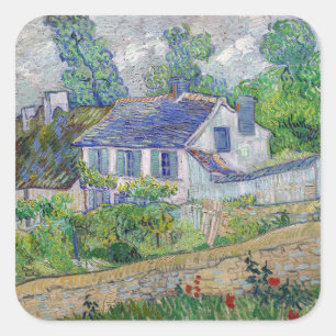 Adesivo Quadrado Vincent van Gogh - Casas em Auvers