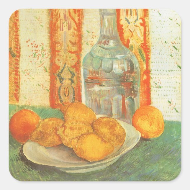 Adesivo Quadrado Vincent van Gogh - Decanter e Lemons numa Prata (Frente)