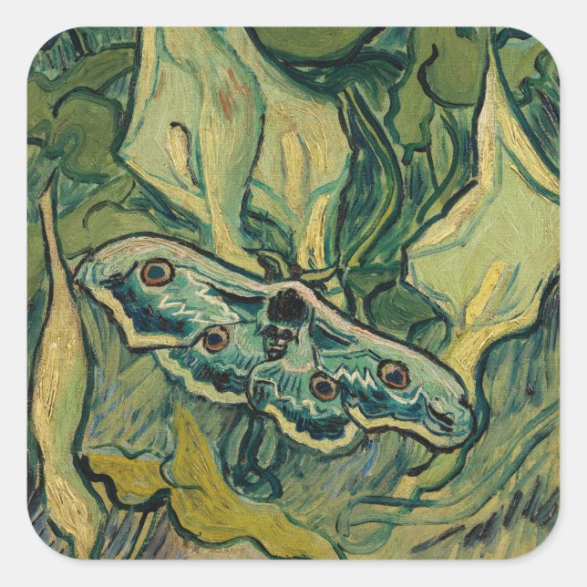 Adesivo Quadrado Vincent van Gogh - Giant Peacock Moth (Frente)