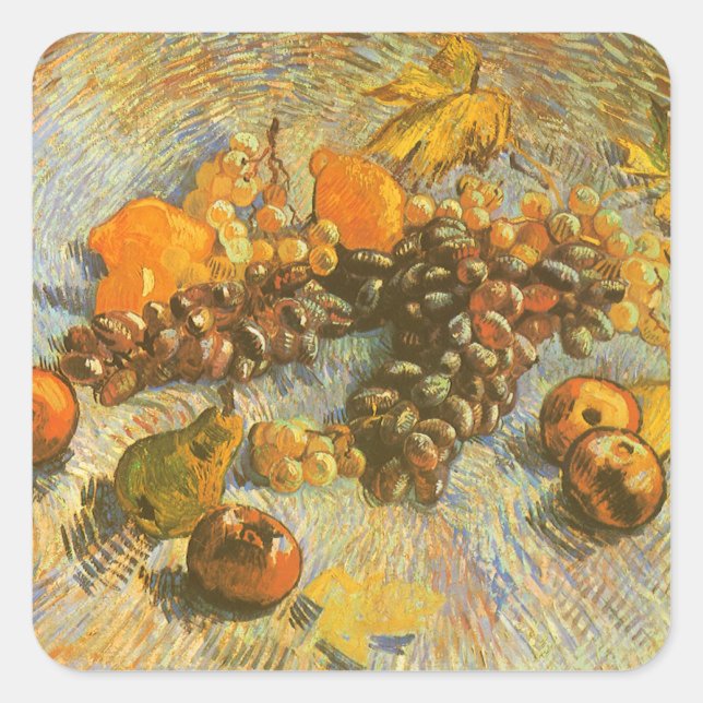 Adesivo Quadrado Vincent van Gogh - Maçãs, Peras, Limões, Uvas (Frente)
