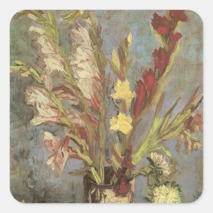 Adesivo Quadrado Vincent van Gogh - Nature Morta Vaso com Gladíolos
