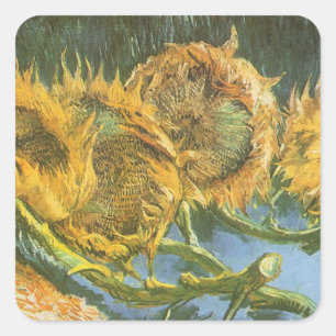 Adesivo Quadrado Vincent van Gogh - Natureza Morta: Quatro Girassói