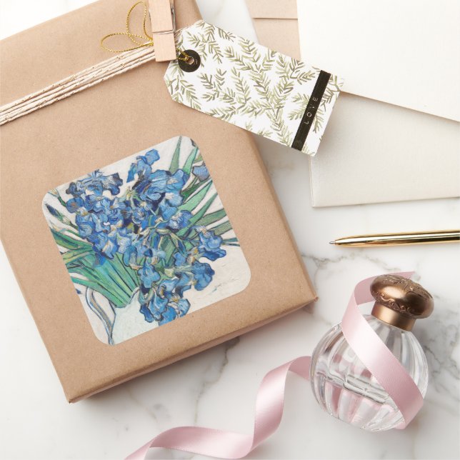 Adesivo Quadrado Vincent van Gogh - Natureza-morta: Vaso com Íris (Presentear)