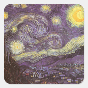 Adesivo Quadrado Vincent van Gogh - Noite Estrelada