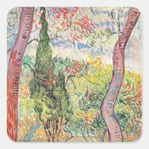 Adesivo Quadrado Vincent van Gogh o jardim do hospital de St Paul