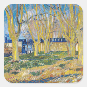 Adesivo Quadrado Vincent van Gogh - O Trem Azul