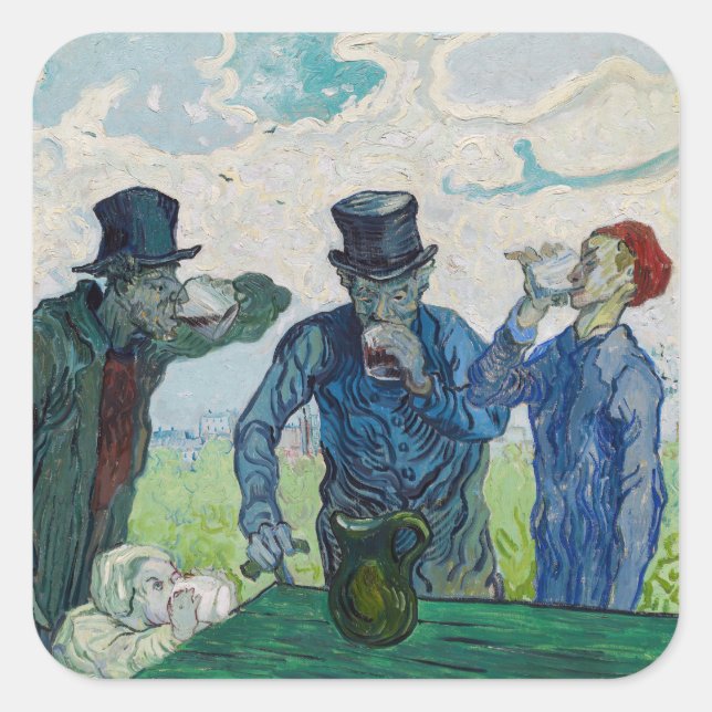 Adesivo Quadrado Vincent van Gogh - Os Bebidas, depois de Daumier (Frente)