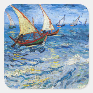 Adesivo Quadrado Vincent van Gogh - Paisagem marinha perto de Saint