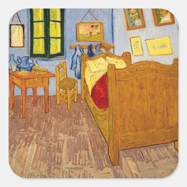 Adesivo Quadrado Vincent van Gogh - Quarto de Vincent em Arles (Frente)