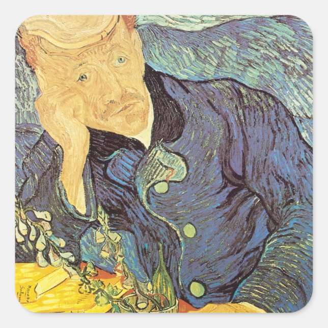 Adesivo Quadrado Vincent van Gogh - Retrato do Doutor Gachet (Frente)