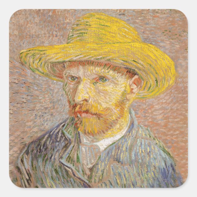 Adesivo Quadrado Vincent Van Gogh - Retrato impressionista (Frente)