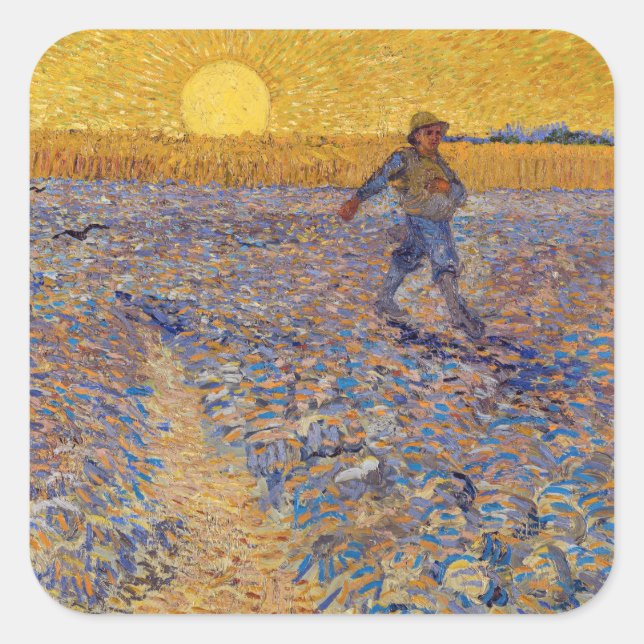 Adesivo Quadrado Vincent van Gogh - Sower with Setting Sun (Frente)