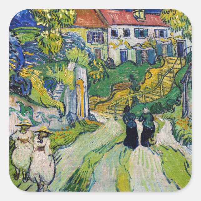 Adesivo Quadrado Vincent van Gogh - Stairway em Auvers (Frente)