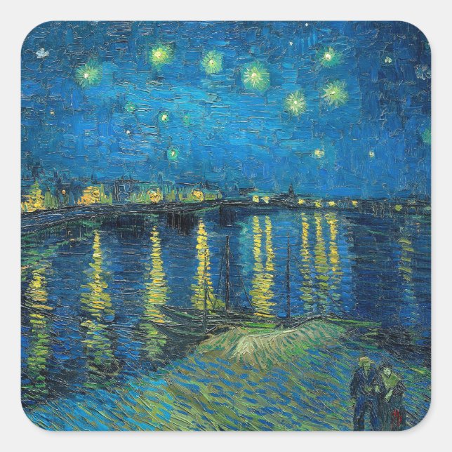 Adesivo Quadrado Vincent Van Gogh Starry Night Over the Rhone (Frente)