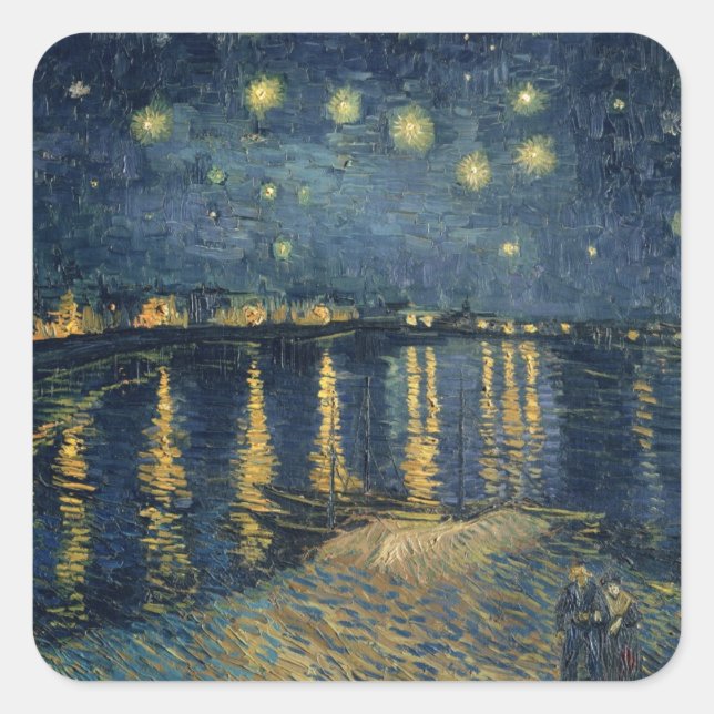 Adesivo Quadrado Vincent van Gogh | Starry Night Over the Rhone (Frente)