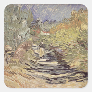 Adesivo Quadrado Vincent van Gogh uma estrada em St. Remy