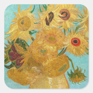 Adesivo Quadrado Vincent Van Gogh - Vaso com Doze Girassóis