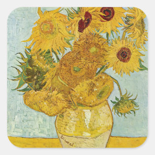 Adesivo Quadrado Vincent Van Gogh - Vaso com Doze Girassóis
