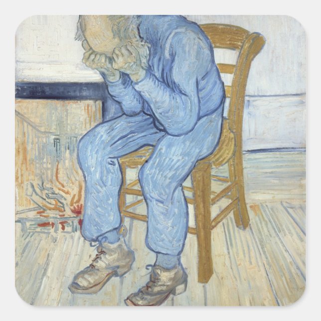 Adesivo Quadrado Vincent van Gogh | Velho com Tristeza (Frente)