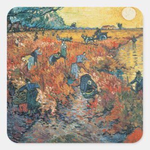 Adesivo Quadrado Vincent van Gogh  Vinhas Vermelhas em Arles, 1888