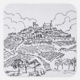 Adesivo Quadrado Vinhas de Sancerre Vale do Loire, França