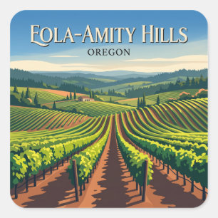 Adesivo Quadrado Vinhas Eola-Amity Hills Salem Oregon Lembrança
