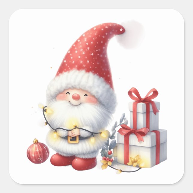 Adesivo Quadrado Vinheiros Gnomos de Natal (Frente)