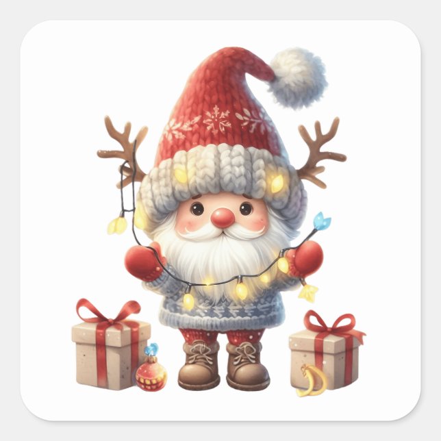 Adesivo Quadrado Vinheiros Gnomos de Natal (Frente)