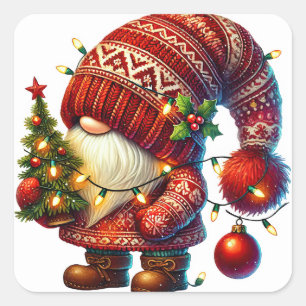 Adesivo Quadrado Vinheiros Gnomos de Natal