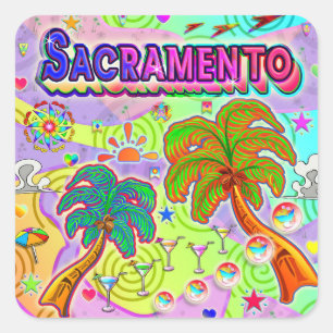 Adesivo Quadrado Vinheta-Alvo de Vacinação de Sacramento